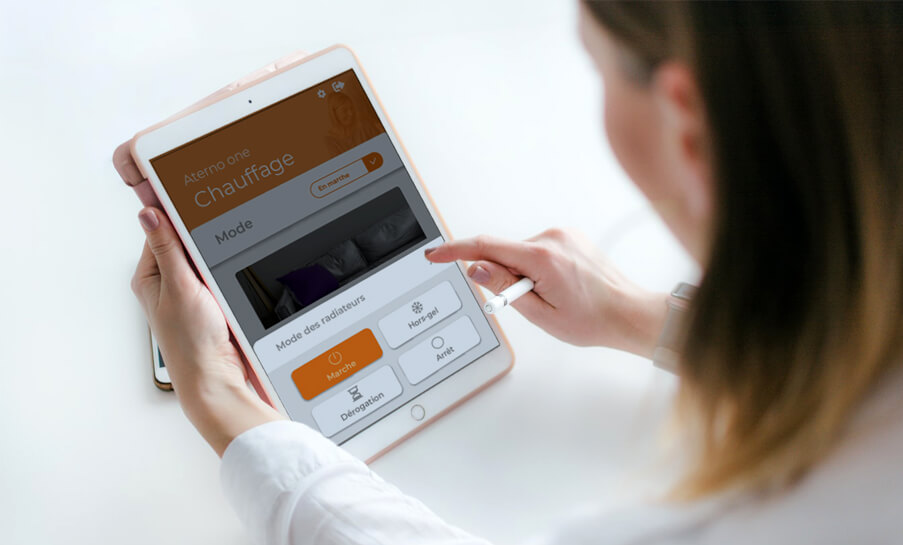 application eco aterno installee sur une tablette
