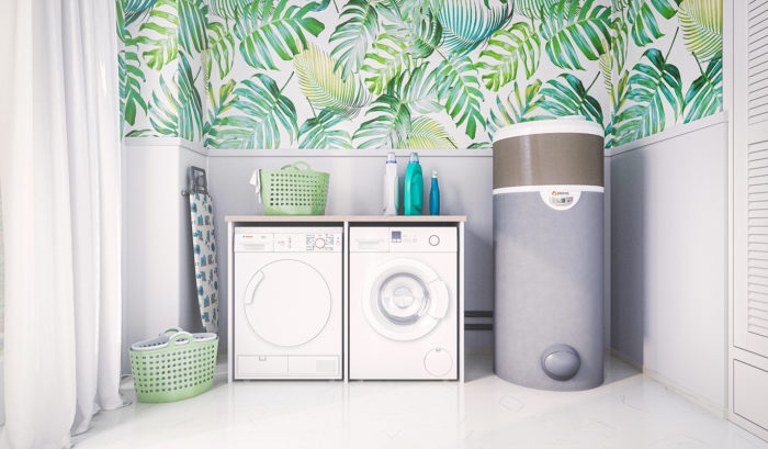 chauffe-eau thermodynamique dans une buanderie