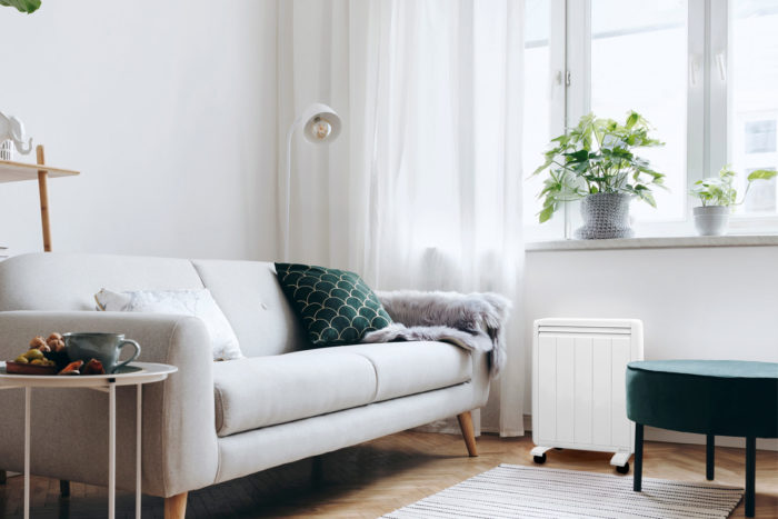 petit radiateur a inertie mobile aterno dans un salon