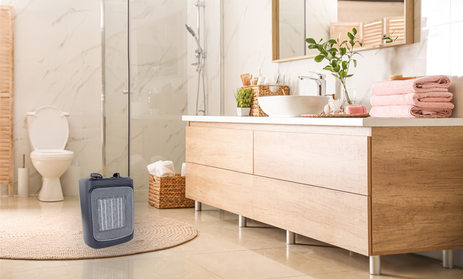 radiateur ceramique soufflant dans une salle de bain