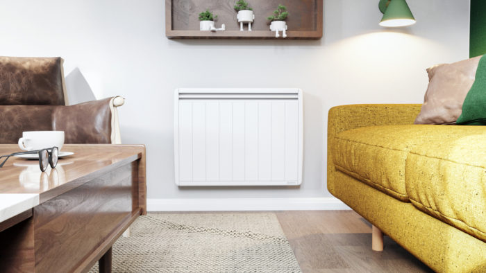 radiateur electrique a inertie mural aterno dans un salon