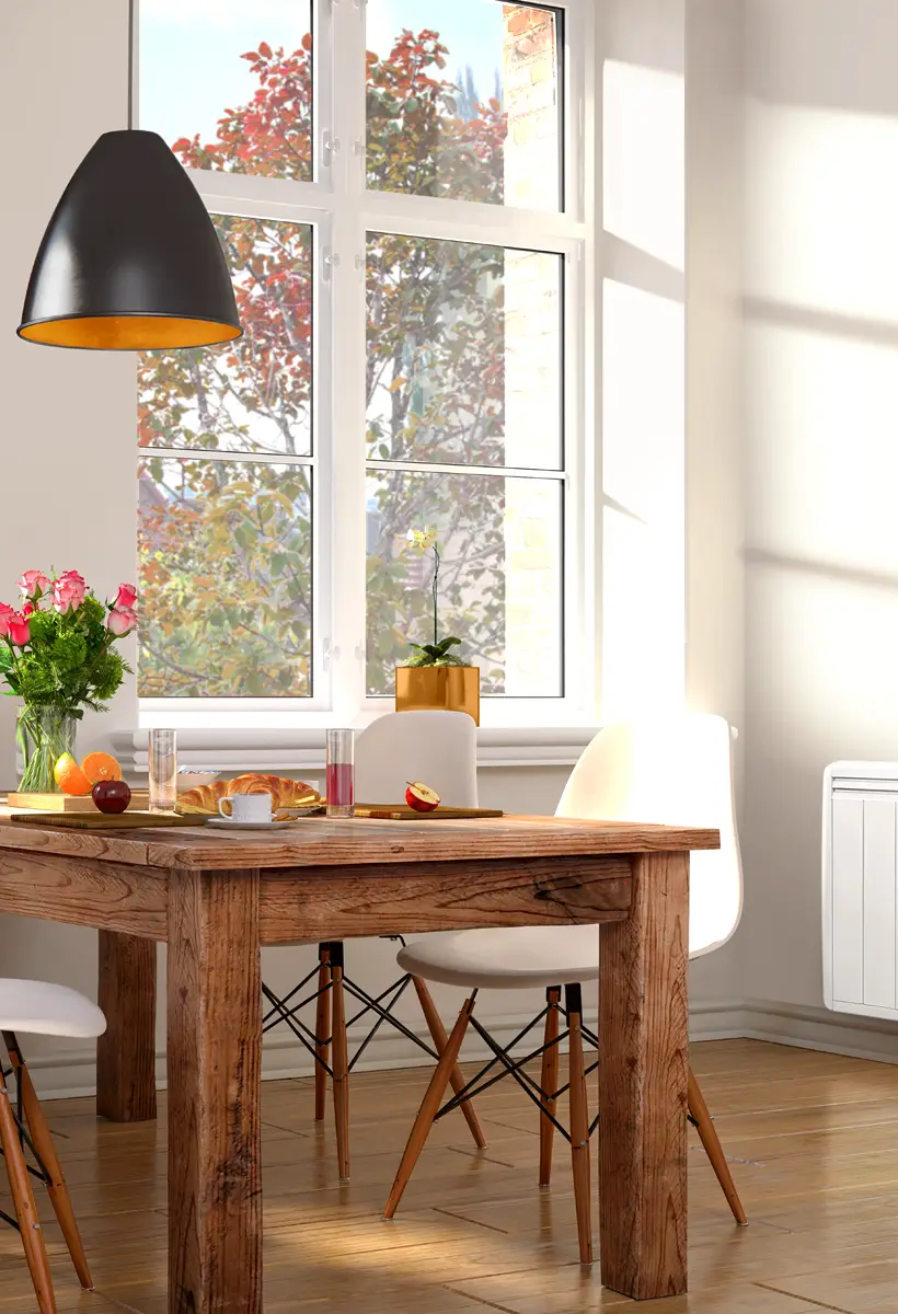 Radiateur horizontal dans un salon.